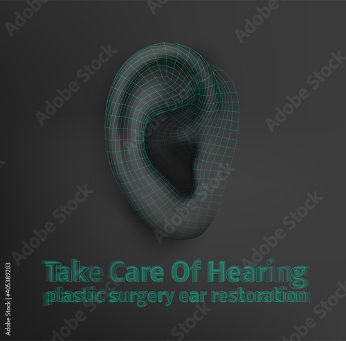 vector human ear. hearing treatment, plastic surgery, implantation