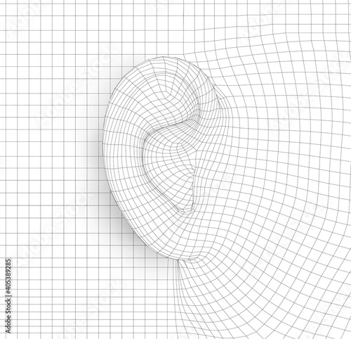 vector human ear. hearing treatment, plastic surgery, implantation