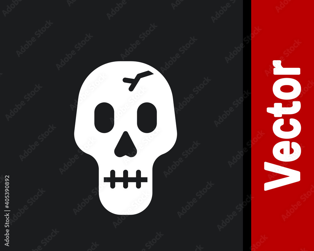 White Skull icon isolated on black background. Happy Halloween party. Vector. White Skull icon isolated on black background. Happy Halloween party. Vector.