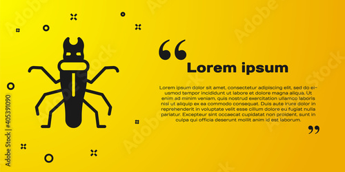 Black Termite icon isolated on yellow background. Vector.