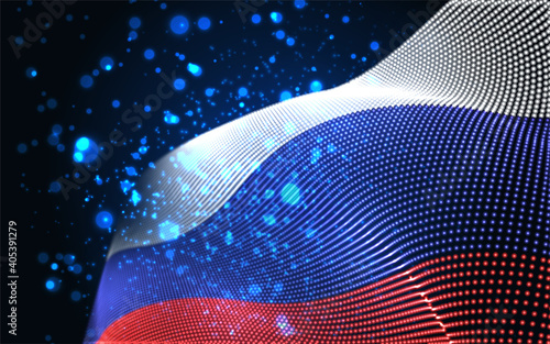 Vector bright glowing country flag of abstract dots. Russia