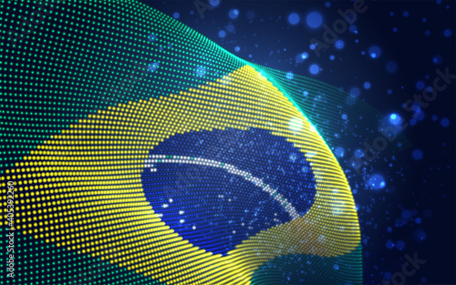 Vector bright glowing country flag of abstract dots. Brazil