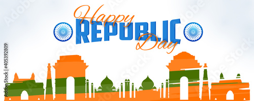 Happy Republic Day of India tricolor background for 26 January