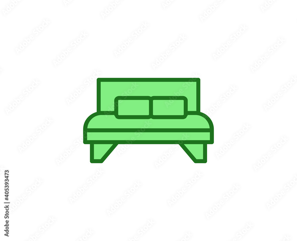 Bed flat icon. Single high quality outline symbol for web design or mobile app. House thin line signs for design logo, visit card, etc. Outline pictogram EPS10 Bed flat icon. Single high quality outline symbol for web design or mobile app. House thin line signs for design logo, visit card, etc. Outline pictogram EPS10