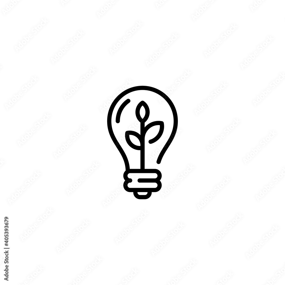 Vector Lightbulb with Leaf Icon Vector Lightbulb with Leaf Icon