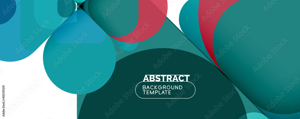 Flat geometric round shapes and dynamic lines, abstract background. Vector illustration for placards, brochures, posters and banners Flat geometric round shapes and dynamic lines, abstract background. Vector illustration for placards, brochures, posters and banners