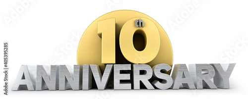 Fotografie 10th anniversary celebration logo in golden and silver color isolated on white background