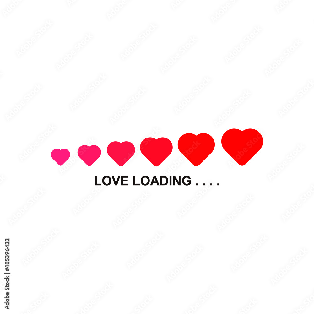 Love loading collection. Red heart. Funny happy valentines day element.Web design app download timer. Flat trendy object. Vector illustration.EPS 10