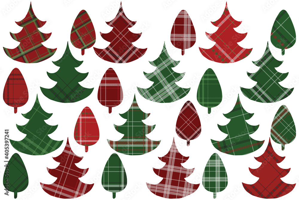 Tree silhouettes. Cristmas clip art set on white background