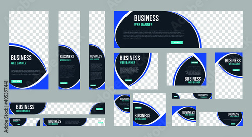 Set of profesional business banner with image space and standard size for website. ad banner template design.