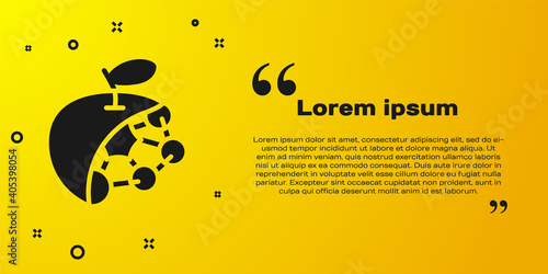 Black Biological structure icon isolated on yellow background. Genetically modified organism and food. Vector.