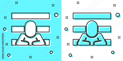 Black line Prisoner icon isolated on green and white background. Random dynamic shapes. Vector.