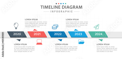 Infographic template for business. 5 steps Modern Timeline diagram with roadmap, presentation vector infographic.