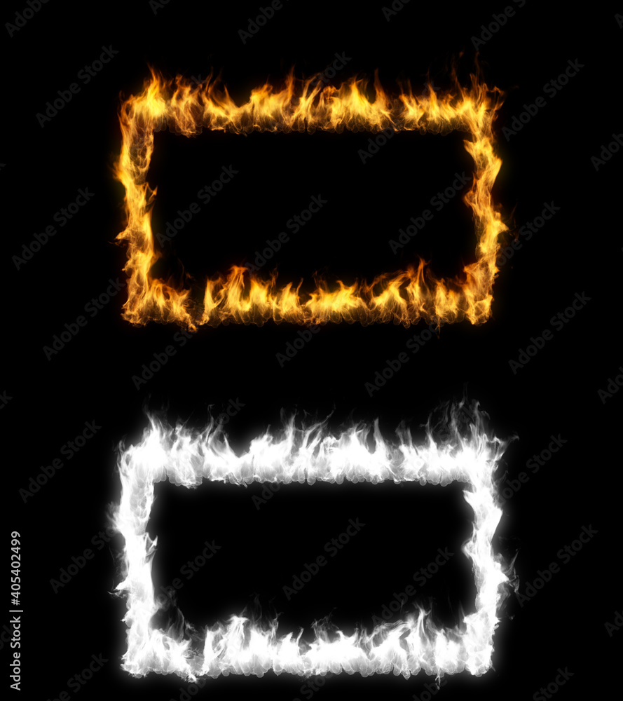 3D illustration of a rectangle shape on fire with alpha layer 3D illustration of a rectangle shape on fire with alpha layer