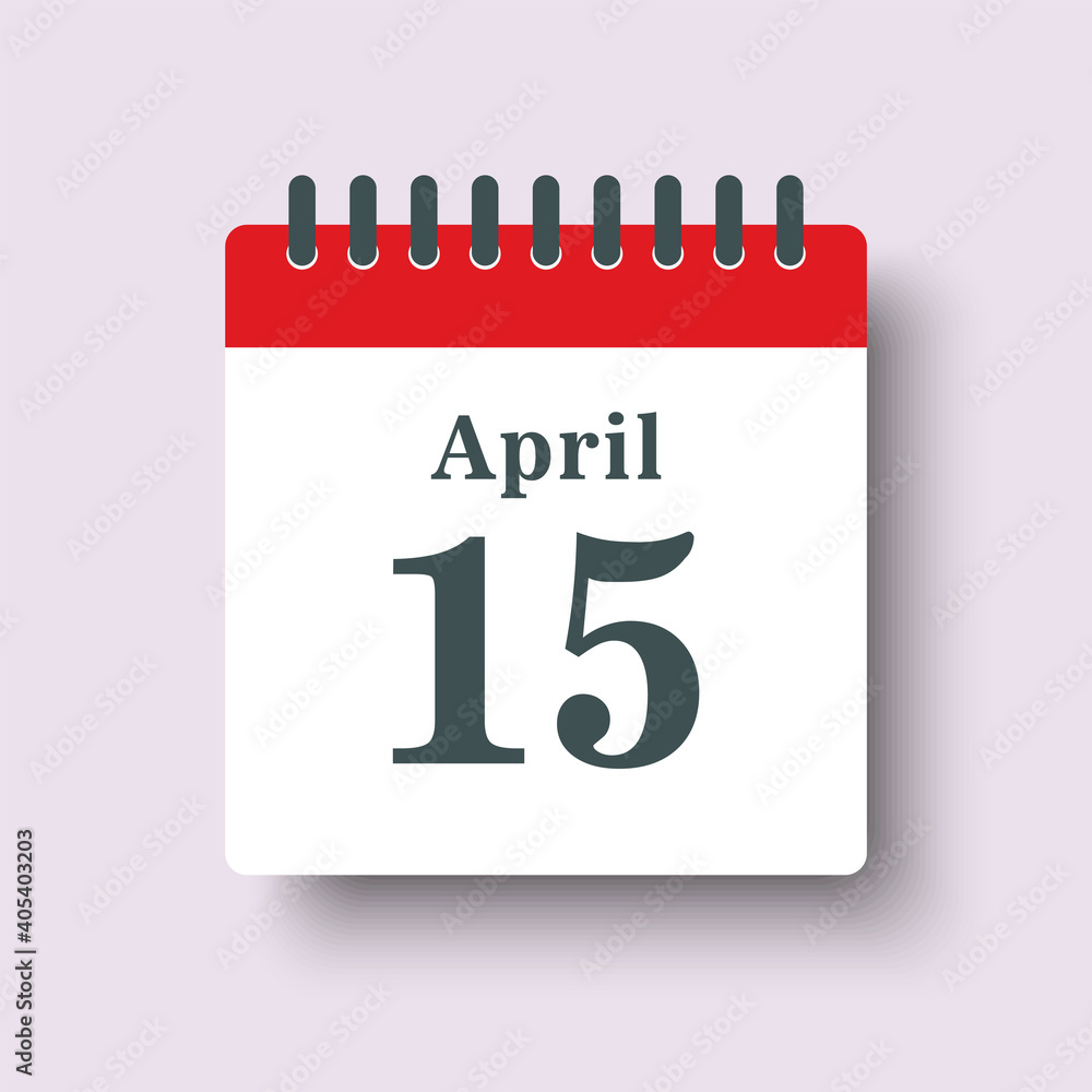 Icon day date 15 April, template calendar page Icon day date 15 April, template calendar page