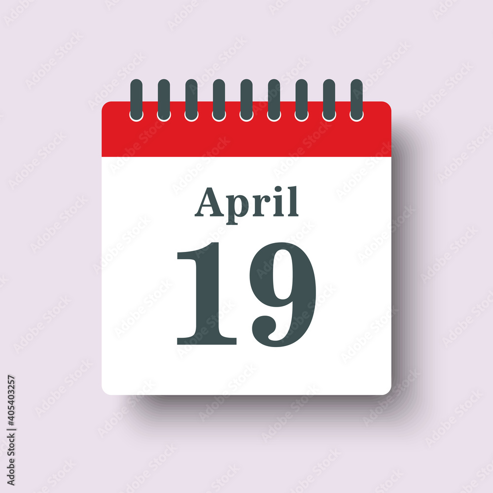 Icon day date 19 April, template calendar page Icon day date 19 April, template calendar page