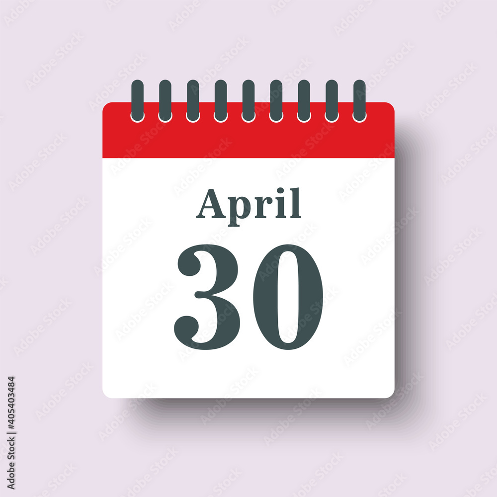 Icon day date 30 April, template calendar page Icon day date 30 April, template calendar page