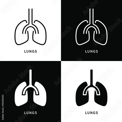 lungs Anatomy Organ Icon Symbol Illustration. Human Respiration Organs Logo. Biology Educatiion Design Vector Icons Set photo