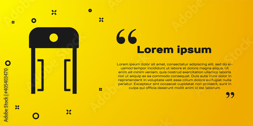 Black Metal detector in airport icon isolated on yellow background. Airport security guard on metal detector check point. Vector.