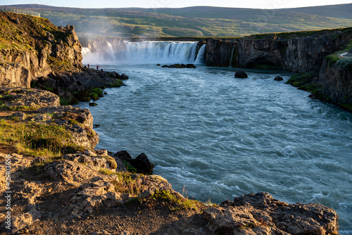 A view of Godafoss, one of most beautiful waterfalls in Iceland