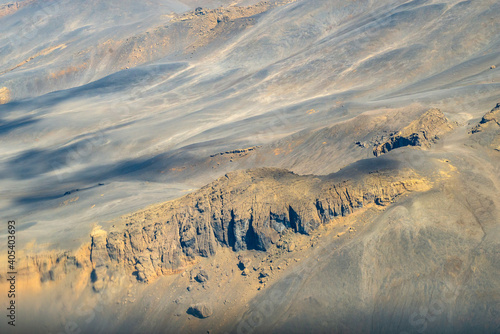 Icelandic landscape aerial photography captured from touristic airplane