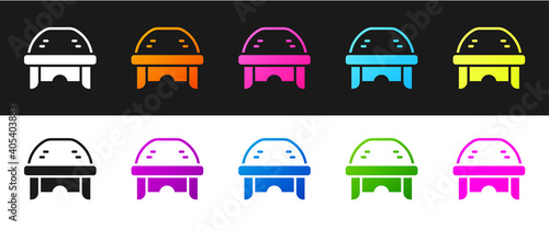 Photography Set Hockey helmet icon isolated on black and white background