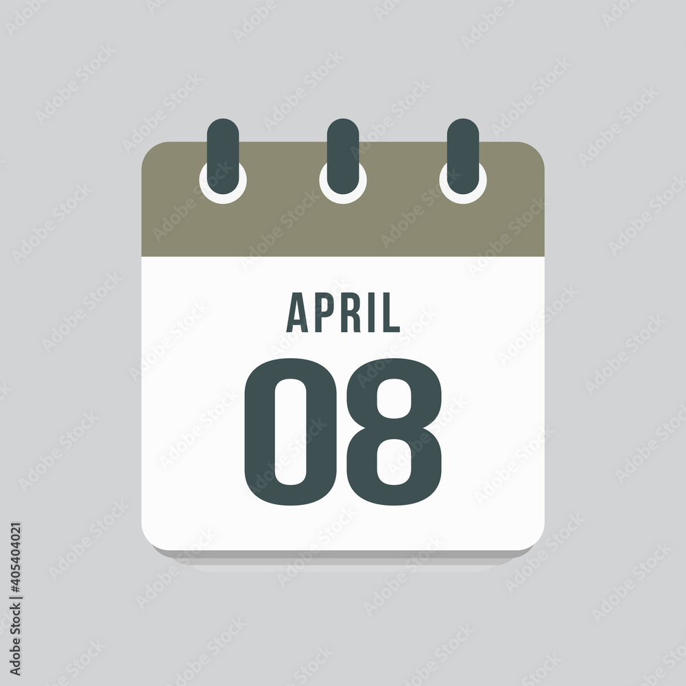 Icon day date 8 April, template calendar page Icon day date 8 April, template calendar page