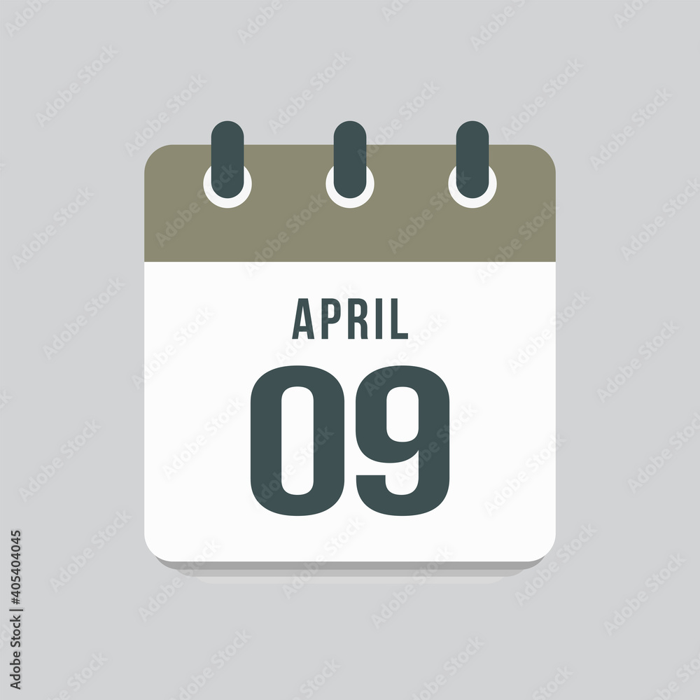 Icon day date 9 April, template calendar page Icon day date 9 April, template calendar page