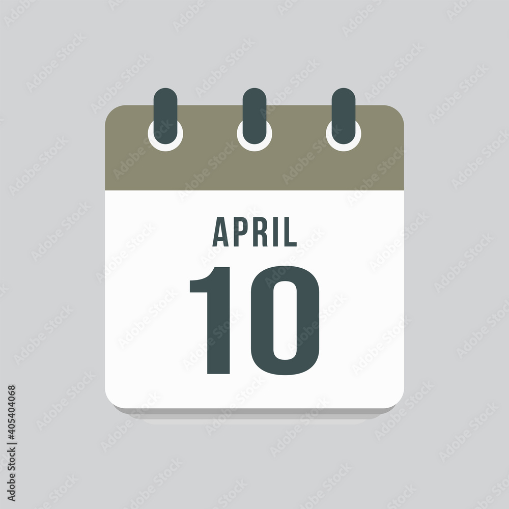 Icon day date 10 April, template calendar page Icon day date 10 April, template calendar page