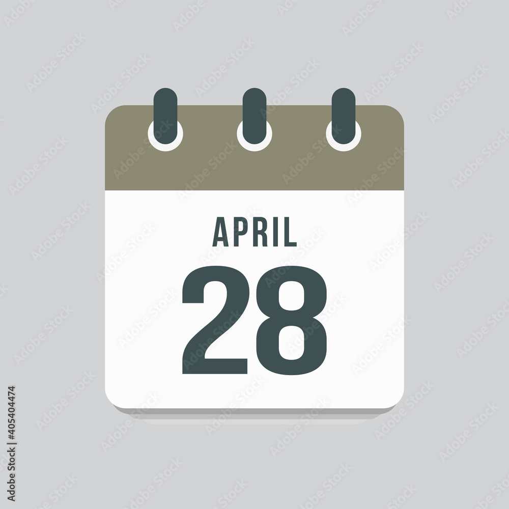 Icon day date 28 April, template calendar page Icon day date 28 April, template calendar page