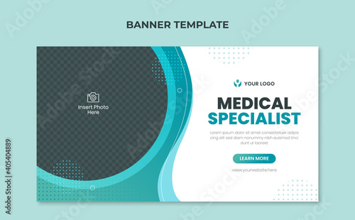 Medical specialist banner. Healthcare and science web banner template