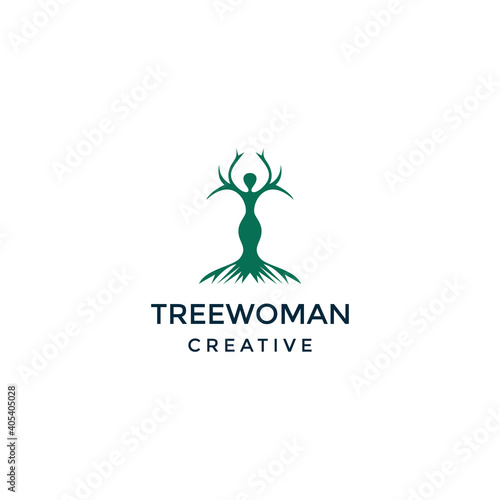 tree woman logo vector icon illustration