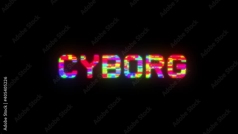 CYBORG animation vibrant neon colourful digital motion intro text on dark screen background CYBORG animation vibrant neon colourful digital motion intro text on dark screen background