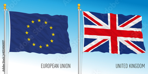 European Union and United Kingdom flags, vector illustration photo