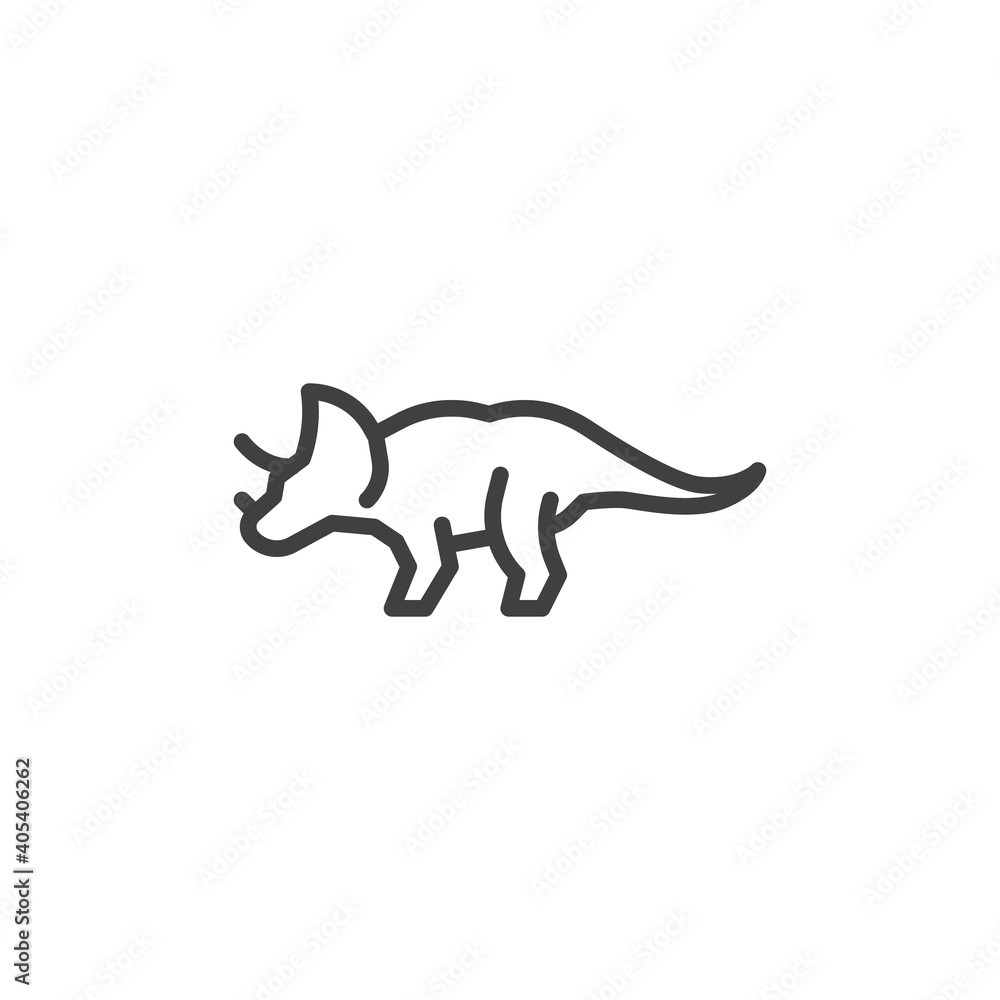 Triceratops dinosaur line icon. linear style sign for mobile concept and web design. Triceratops outline vector icon. Symbol, logo illustration. Vector graphics Triceratops dinosaur line icon. linear style sign for mobile concept and web design. Triceratops outline vector icon. Symbol, logo illustration. Vector graphics
