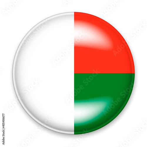 Free Download Flag of Madagascar in the form of a round button with a light glare and a shadow. - GFXLoad