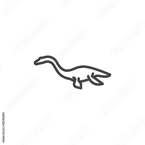 Elasmosaurus dinosaur line icon. linear style sign for mobile concept and web design. Elasmosaurus outline vector icon. Symbol, logo illustration. Vector graphics © alekseyvanin