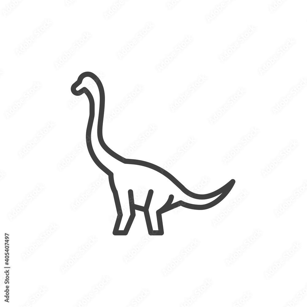 Obraz premium Brontosaurus dinosaur line icon. linear style sign for mobile concept and web design. Brontosaurus outline vector icon. Symbol, logo illustration. Vector graphics