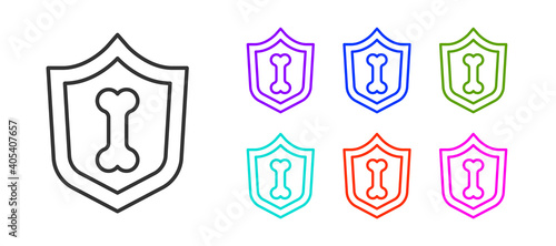 Black line Animal health insurance icon isolated on white background. Pet protection concept. Set icons colorful. Vector.