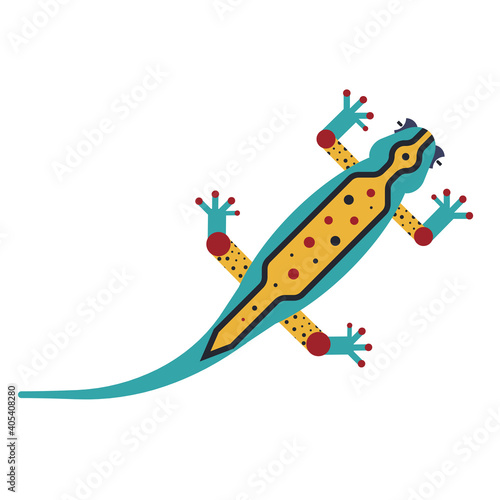 Geometric Stylized Lizard Icon in Flat Design