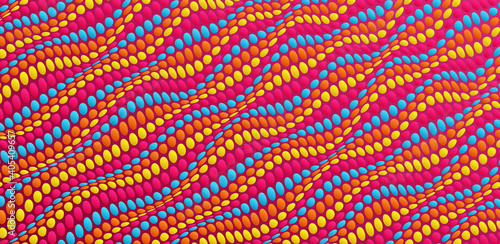 Wavy dotted background with optical illusion. Abstract polka dots pattern. 3d vector illustration.