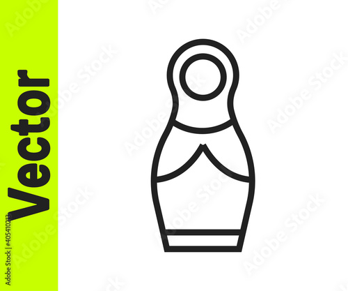 Black line Russian doll matryoshka icon isolated on white background. Vector.