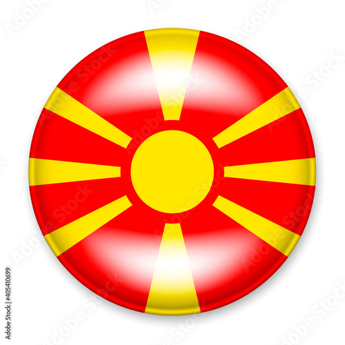 Flag of Macedonia in the form of a round button with a light glare and a shadow.
