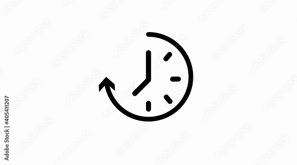 Vector Iolated Illustration of a Clock. Black and White Time Icon Vector Iolated Illustration of a Clock. Black and White Time Icon