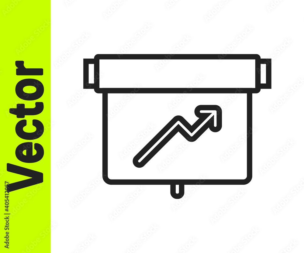 Black line Board with graph chart icon isolated on white background. Report text file icon. Accounting sign. Audit, analysis, planning. Vector. Black line Board with graph chart icon isolated on white background. Report text file icon. Accounting sign. Audit, analysis, planning. Vector.
