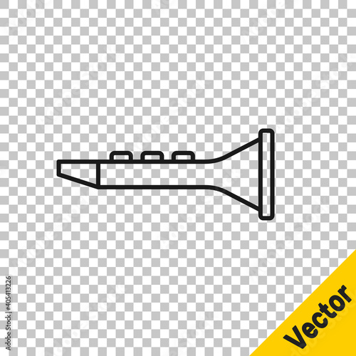 Black line Clarinet icon isolated on transparent background. Musical instrument. Vector.