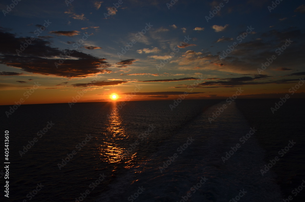 Stunning sunset somewhere in the Mediterranean Sea