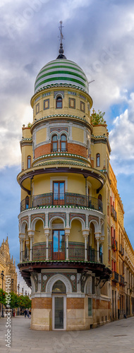 view of the historic La Adriatica Building in Seville