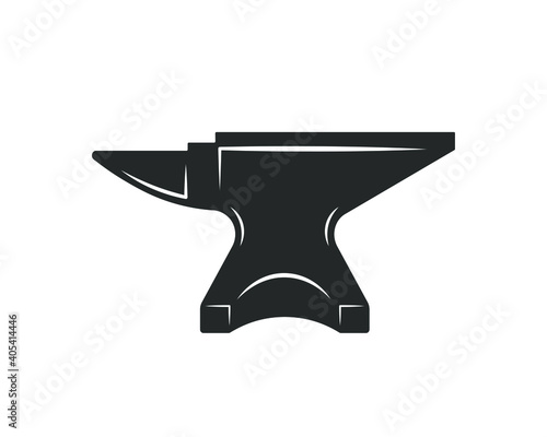 Blacksmith anvil icon shape symbol. Iron smith workshop logo sign. Vector illustration image. Isolated on white background.