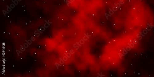 Dark Red vector background with small and big stars.